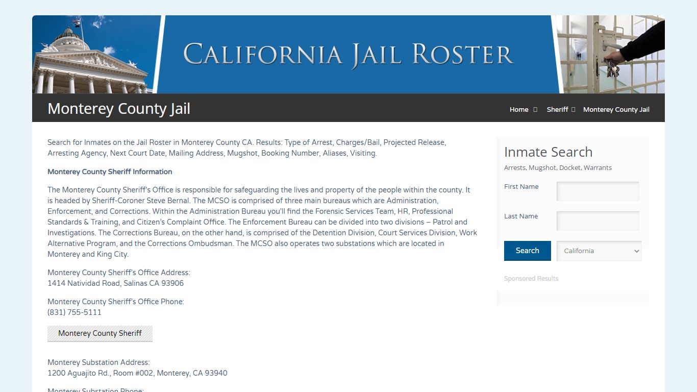 Monterey County Jail | Jail Roster Search