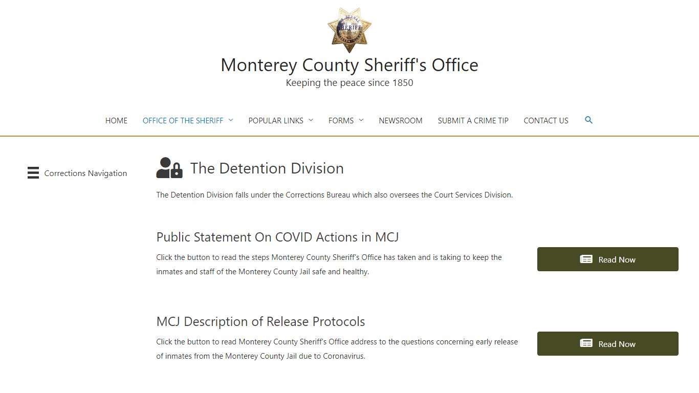Detention Division (Jails) – Monterey County Sheriff's Office